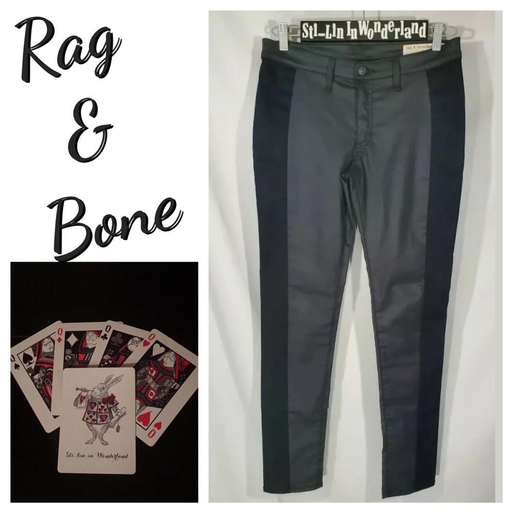 Rag & Bone Coated Split Skinny Jeans Sz 30 Black